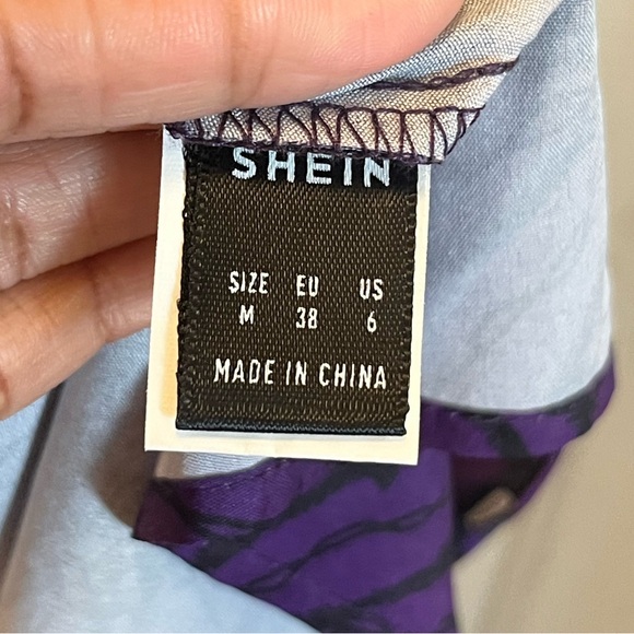 LIKE NEW SHEIN LUNE Allover Print Butterfly Sleeve Dress - Purple - Sz 6/Medium - Picture 10 of 12